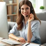 kobieta-odbierająca-telefon-obsługa-klienta Wygenerowane przez Microsoft Copilot